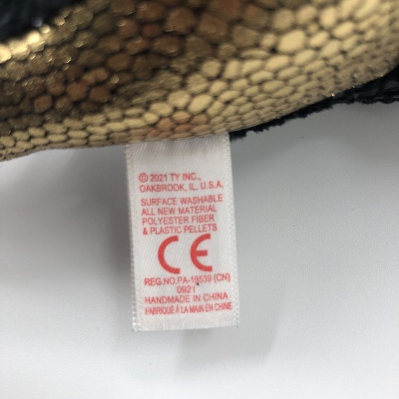 Ty Beanie Boos Grindal Dragon Unicorn Plush Black Gold Red Wings 2021 6" TAG - Picture 10 of 12